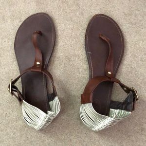 Brown and Gold Gladiator Sandals